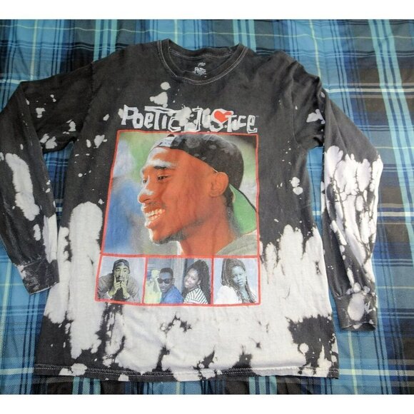 2PAC Poetic Justice Black/White T-Shirt Size Small - Picture 1 of 4
